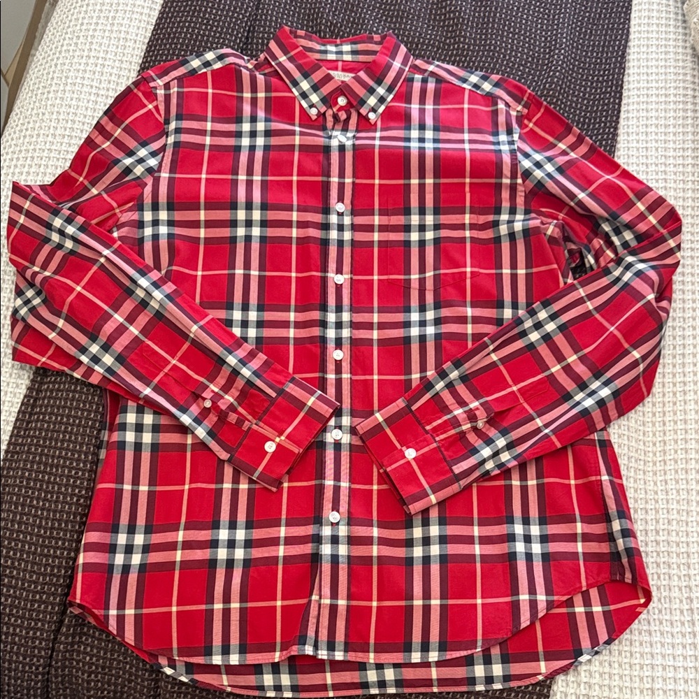 Burberry Red and Black Checkered Men's Shirt